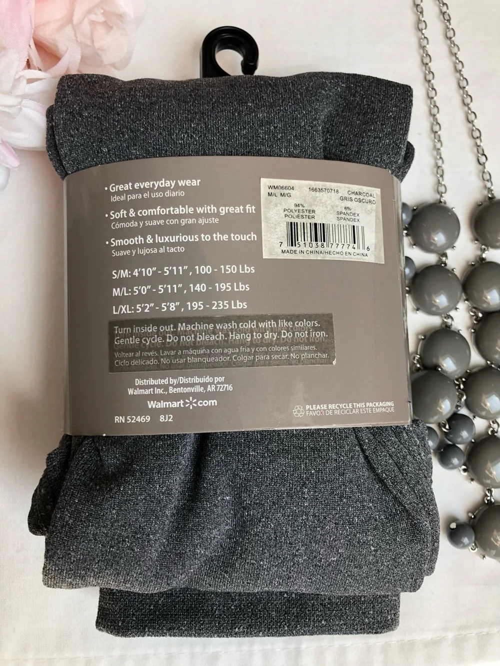 NEW Secret Treasures Grey Fleece Footless Tights M/L